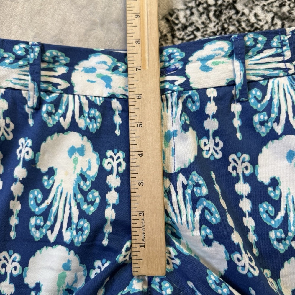 Lilly Pulitzer Pants Womens Size 2 Blue Multi Cocoanut Walk Crop Low Rise Cotton - Picture 4 of 12
